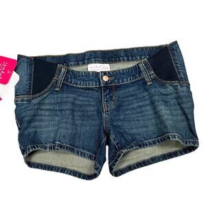 Isabel Maternity Medium Wash Side Panel Midi Jean Shorts - Size 8/29- NWT